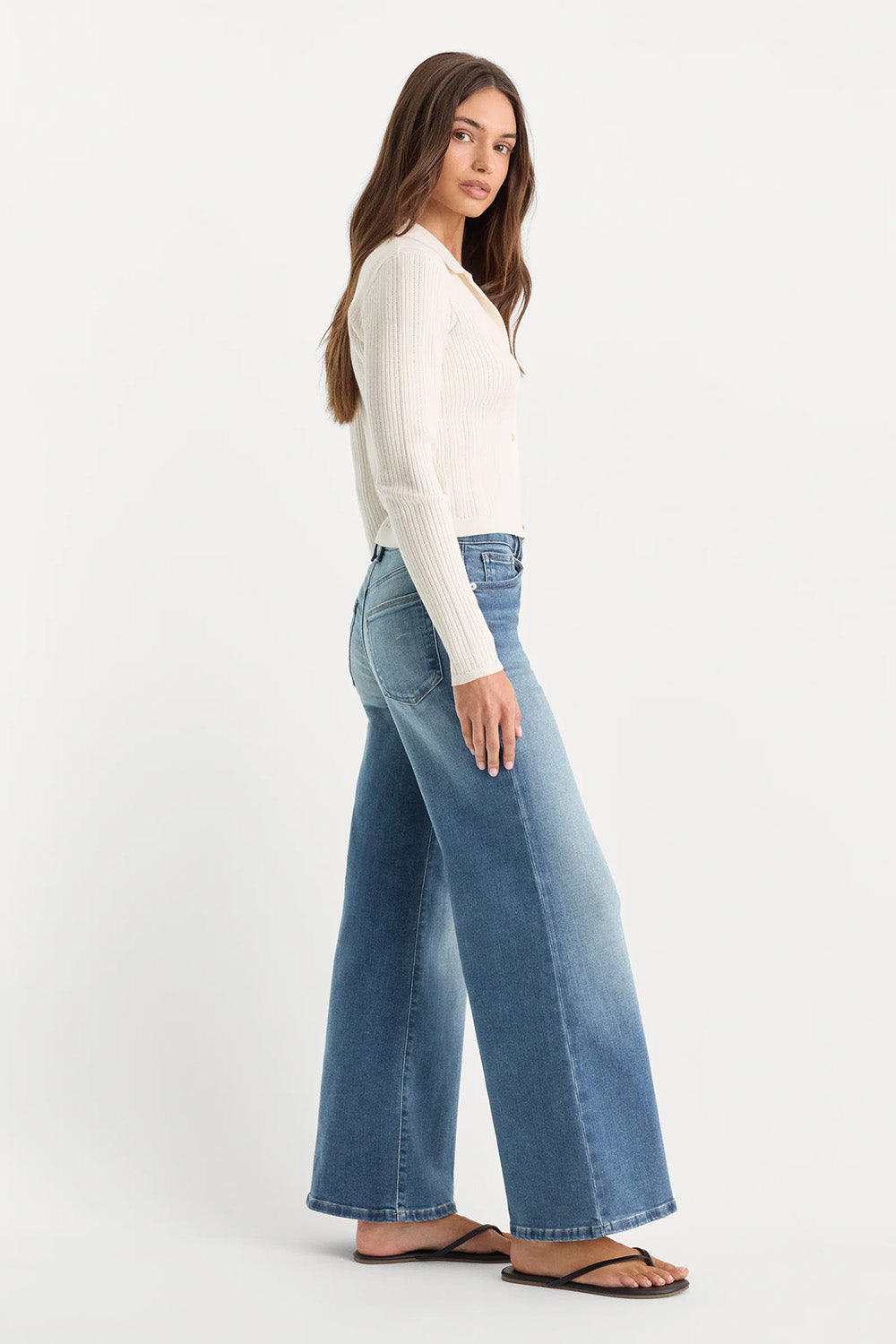 good american soft tech waist palazzo ankle jeans indigo1238 side