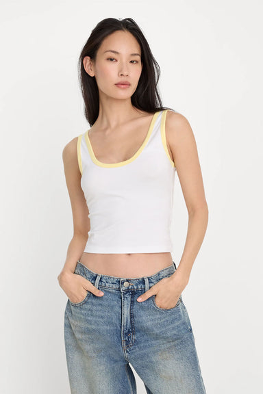 good american super stretch ringer tank white front