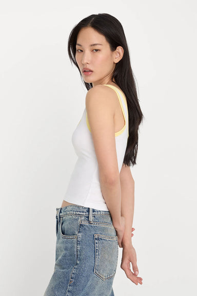 good american super stretch ringer tank white side