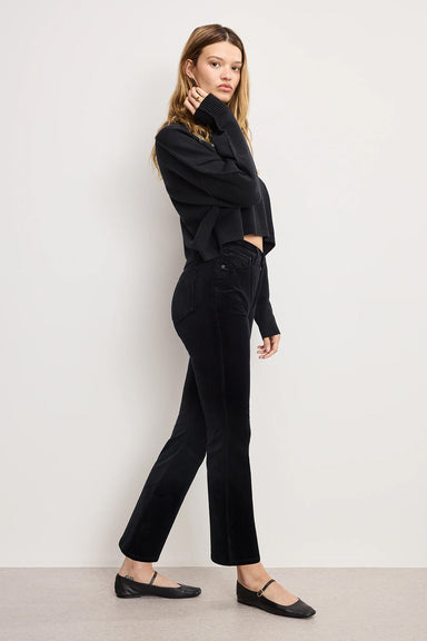 Good American - Velvet High Rise Kick Flare Pant - Black  - Side