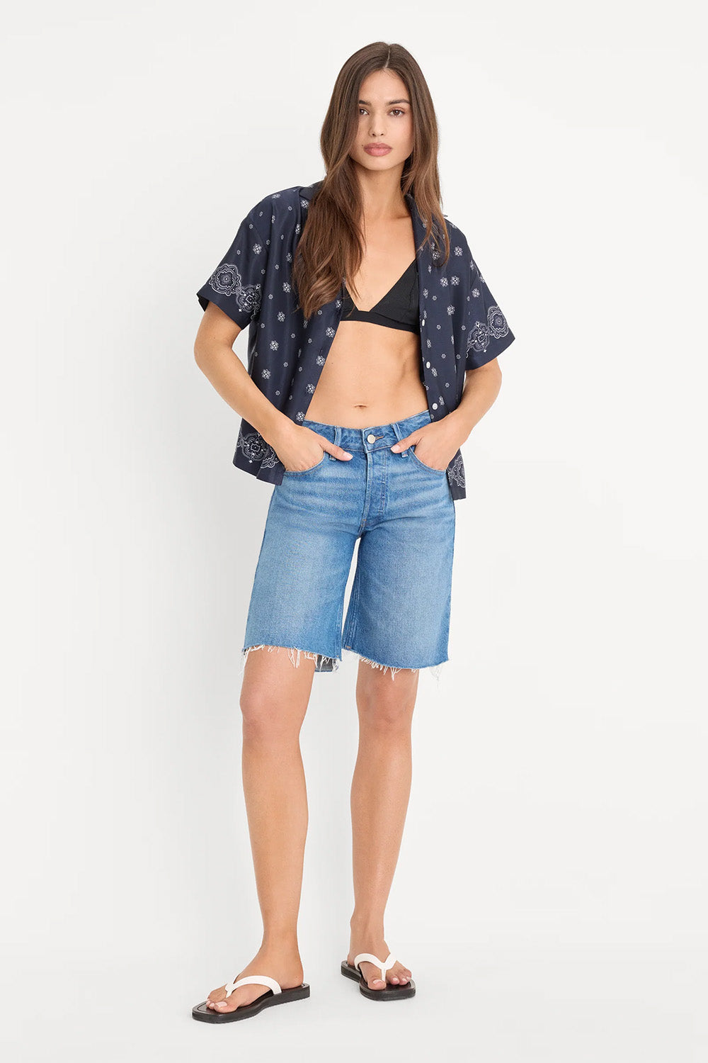 good american vintage bermuda indigo1387 front