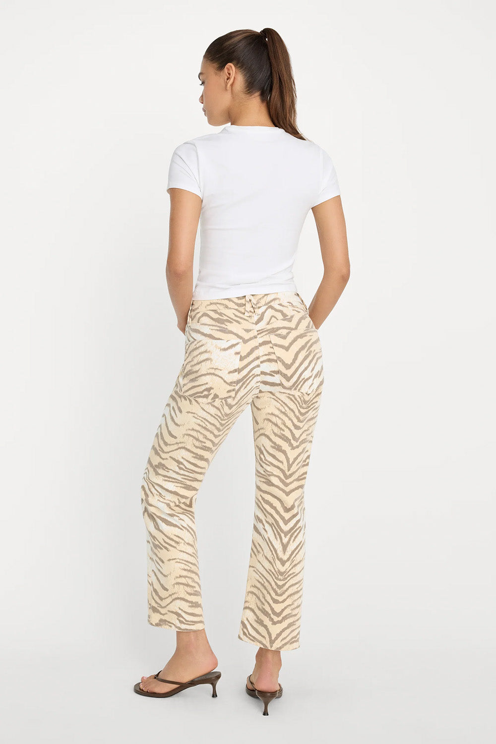 good american vintage straight ankle jeans brown tiger back