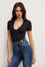 Good American - Stretch Deep V Bodysuit - Black - Size 0