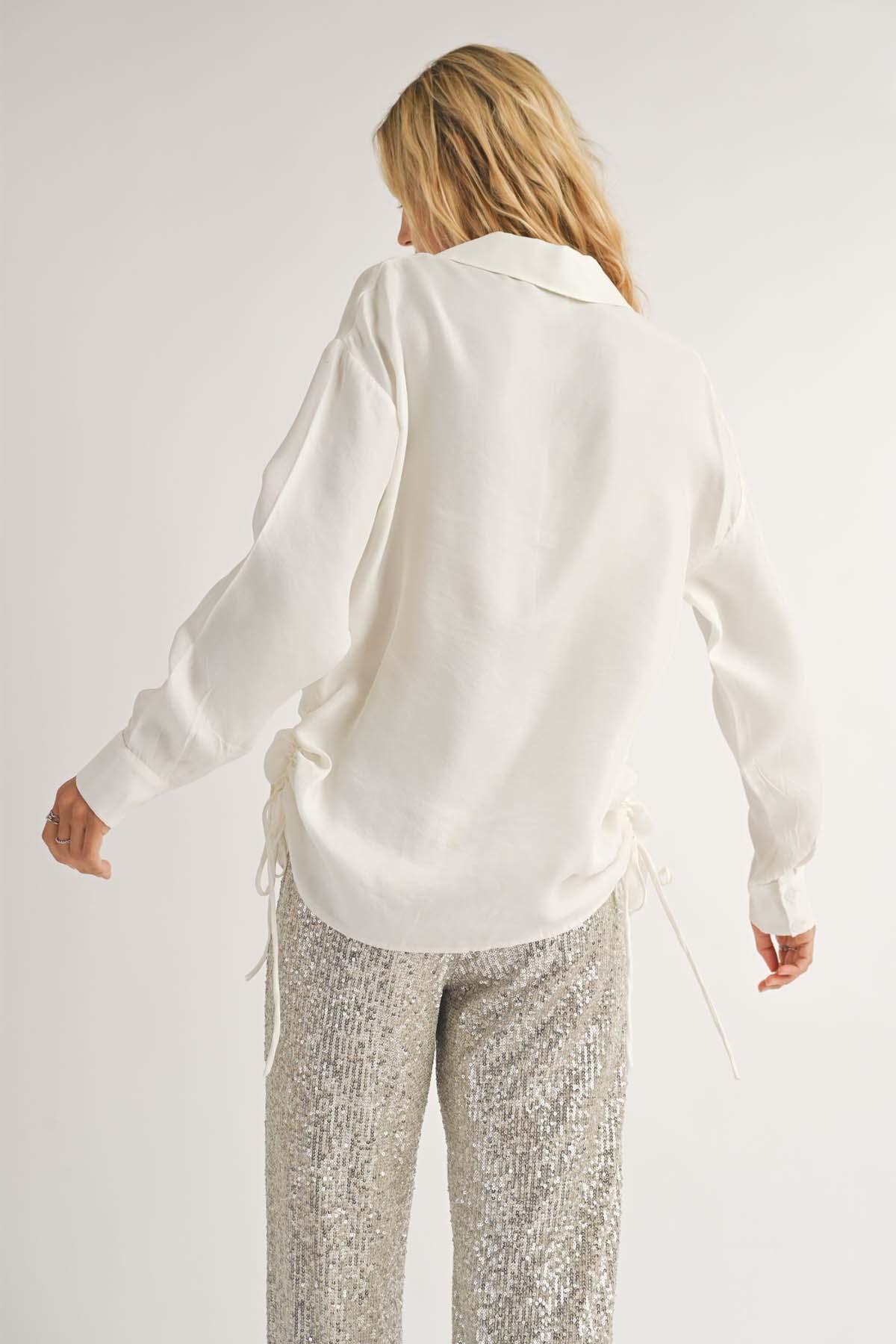 Sadie & Sage - Heritage Side Ruche Shirt - White - Back