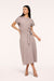 Spanx Draped Tie-Waist Maxi Dress in Taupe Heather — Front view