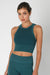 Niki Biki - Vintage Ribbed High Neck Crop Top - Emerald Teal - Front