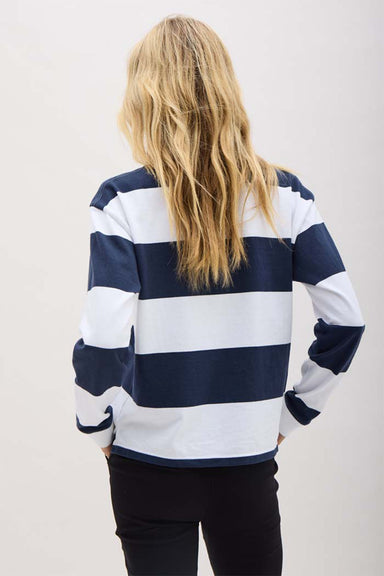Richer Poorer - Beefy Stripe Cotton Pullover - Blue Nights - Back