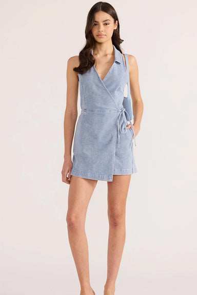 Mink Pink - Oliver Denim Playsuit - Vintage Blue - Front