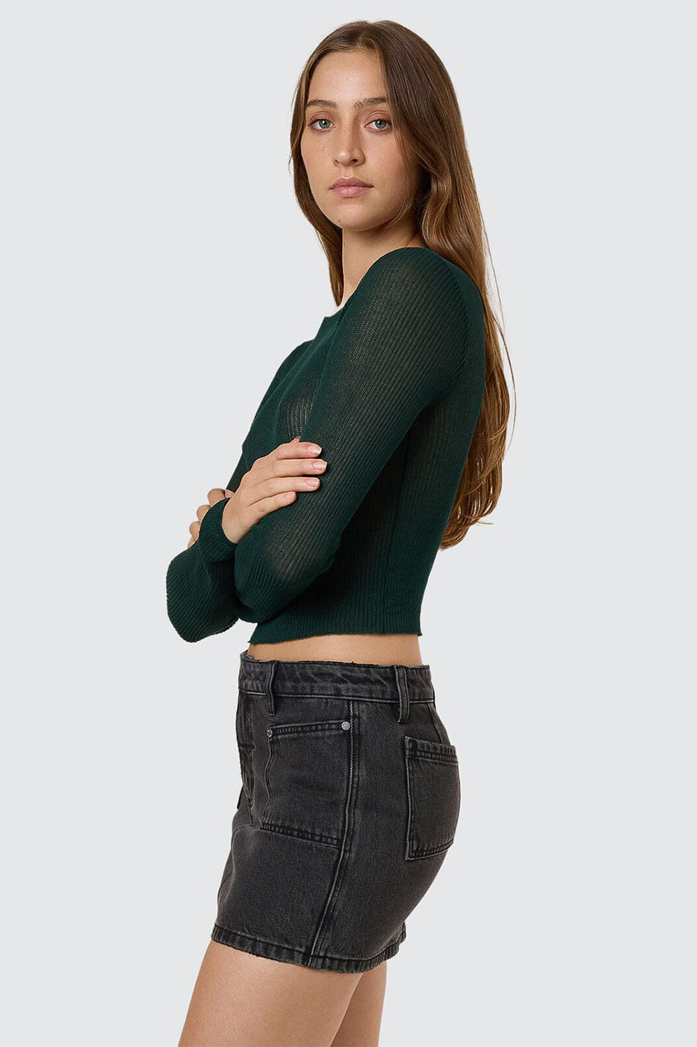 Thrills - Dissolve My Mind LS Knit Top - Vista Green - Side