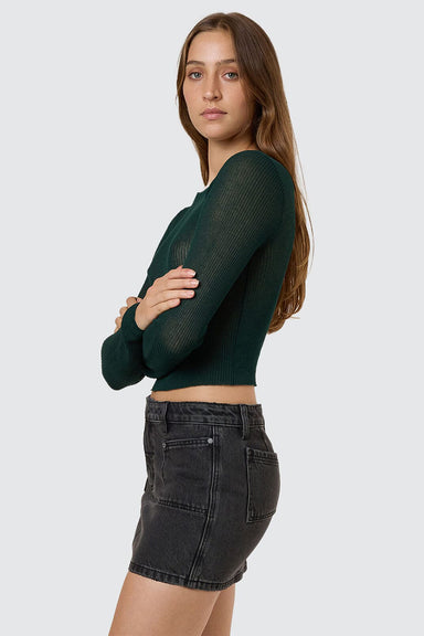 Thrills - Dissolve My Mind LS Knit Top - Vista Green - Side