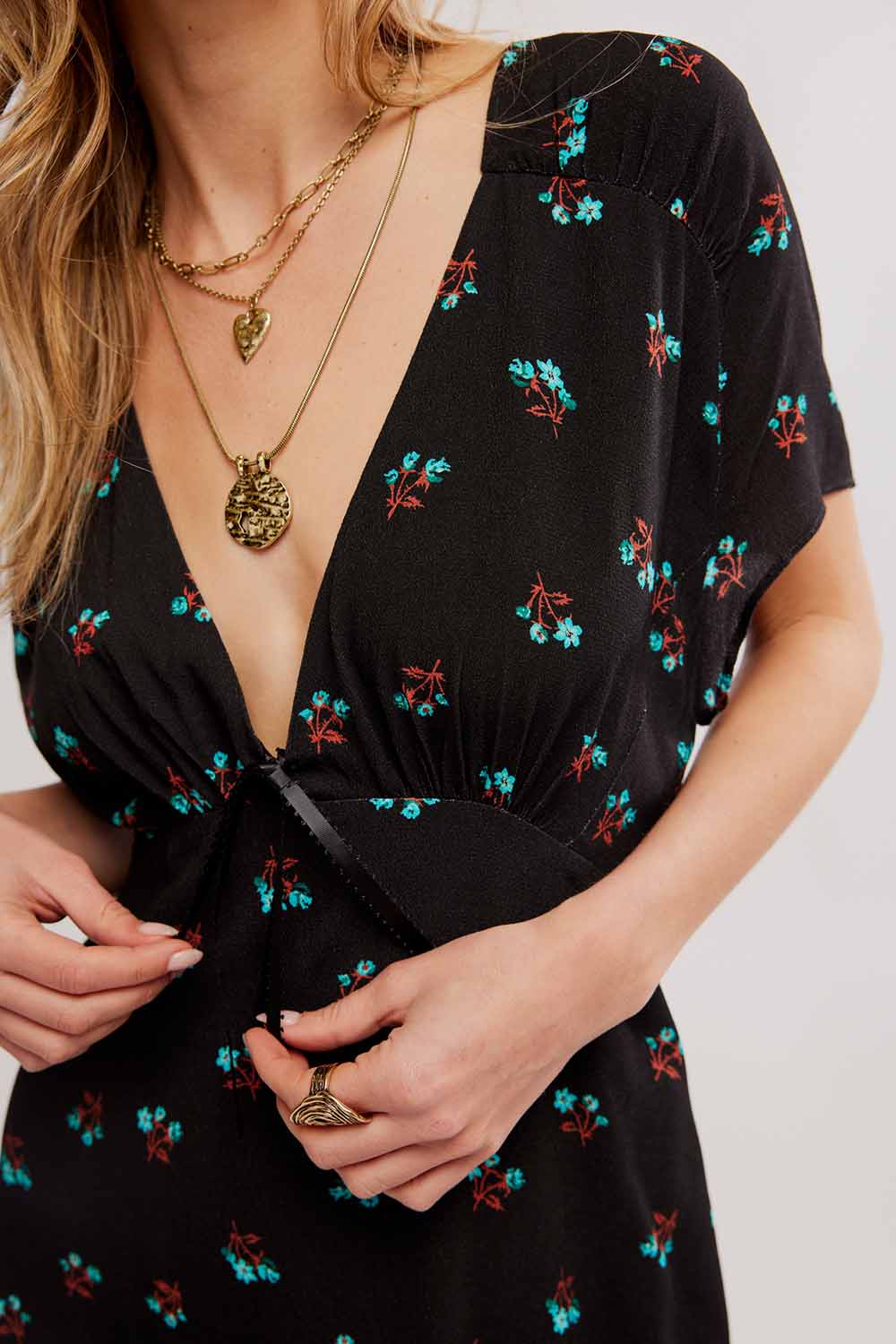 Free People - Everyones Favorite Mini Dress - Black Combo - Detail