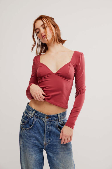 Free People - Duo Corset Long Sleeve - Earth Red - Front