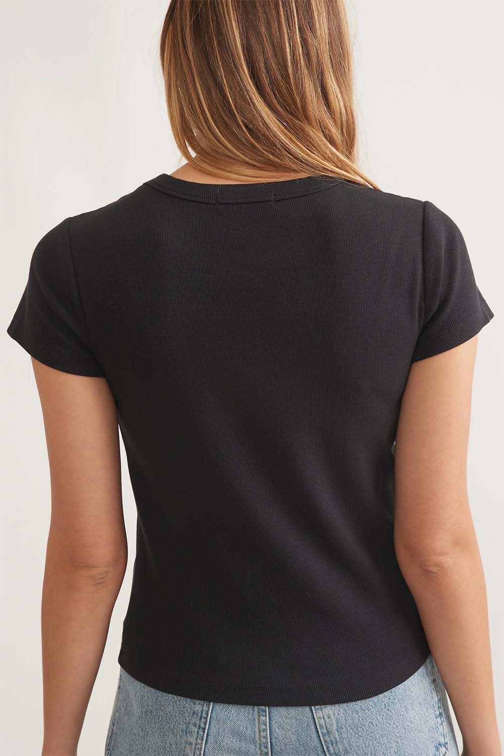 Marine Layer - Lexi Rib Sun-In Crew Tee - Faded Black - Back