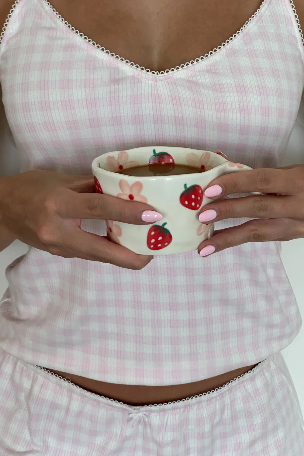 happy camp3r olivia tank pink gingham model