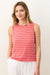Marine Layer - Stripe Hemp Cotton Tank - Hibiscus/White Stripe - Front