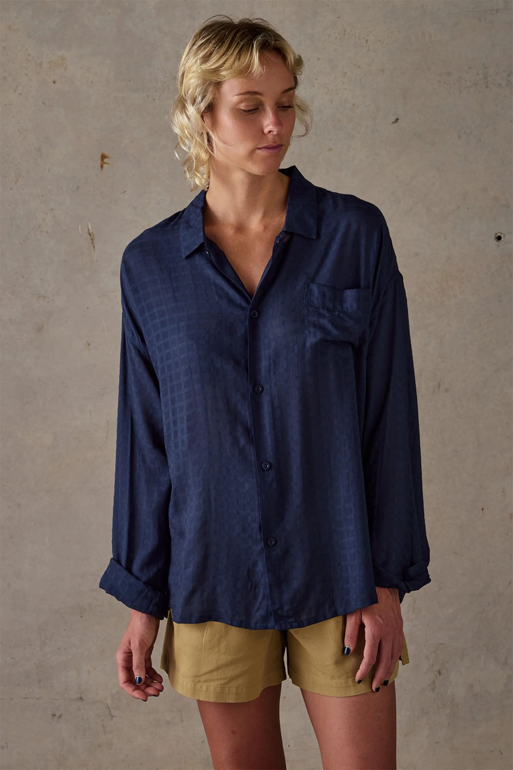 McTavish - Aloe Vera Long Sleeve Shirt - Dark Blue