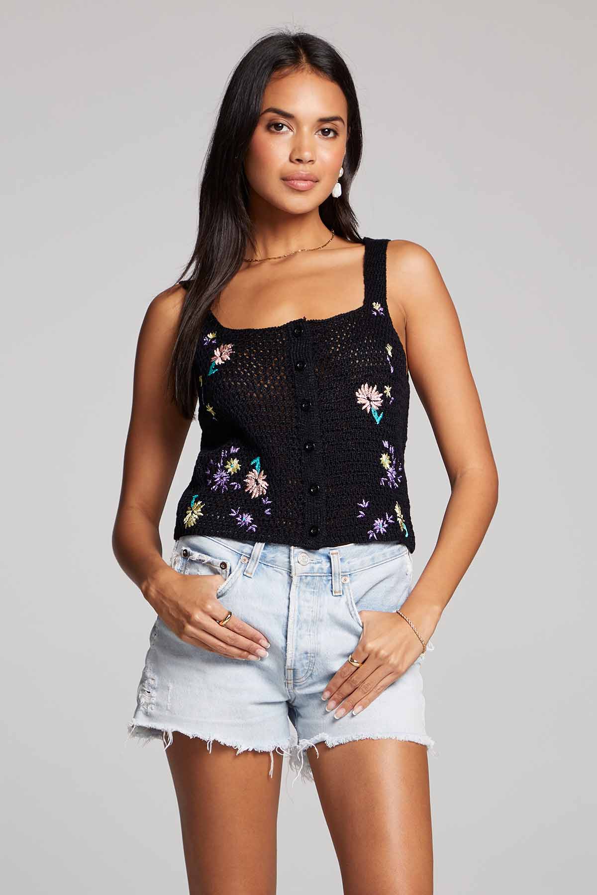 Saltwater Luxe - Alexa Tank - Black - Front