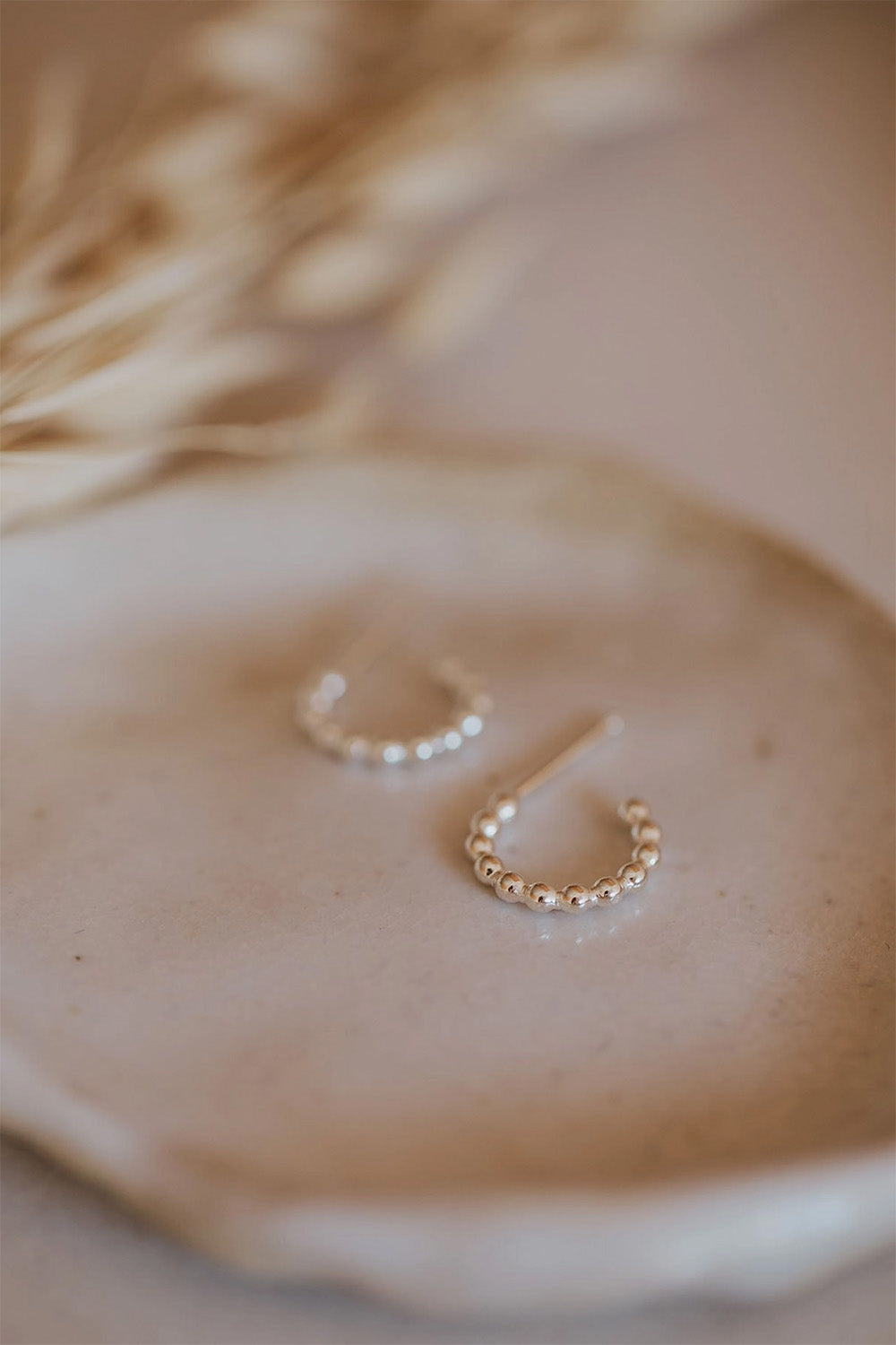 hello adorn beaded huggie hoops sterling silver