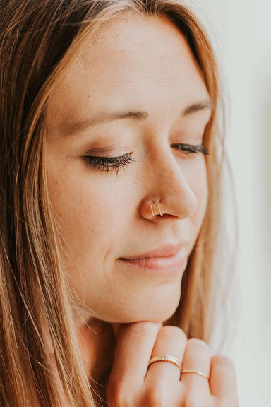 hello adorn double up ear cuff gold nose model