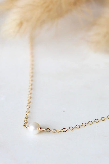 hello adorn tiny freshwater pearl necklace 14k gold fill