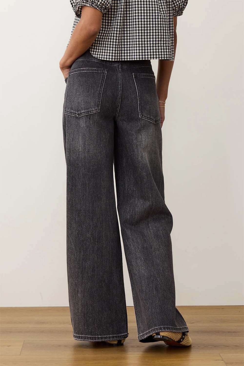 Marine Layer - Charlie Wide Leg - Washed Black - Back