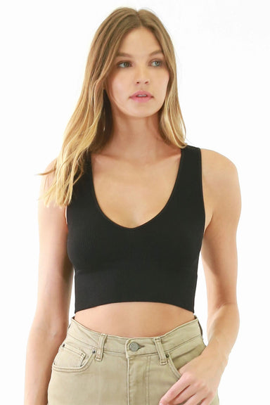 Niki Biki - Plunge V-Neck Crop Top - Black