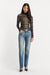 Good American - The Mesh Turtleneck - Navy Green Plaid - Front
