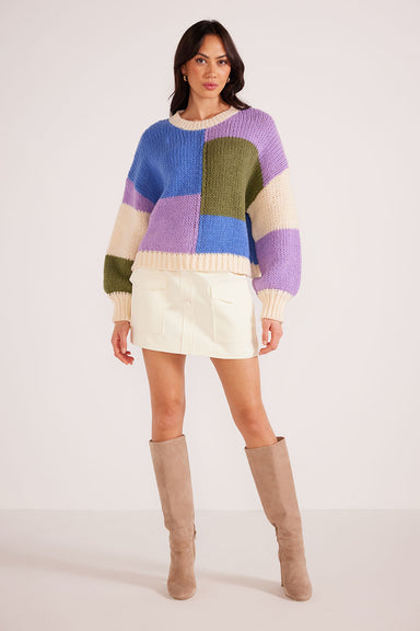 Mink Pink - Lawrence Knit Sweater - Multi Color Block - Front