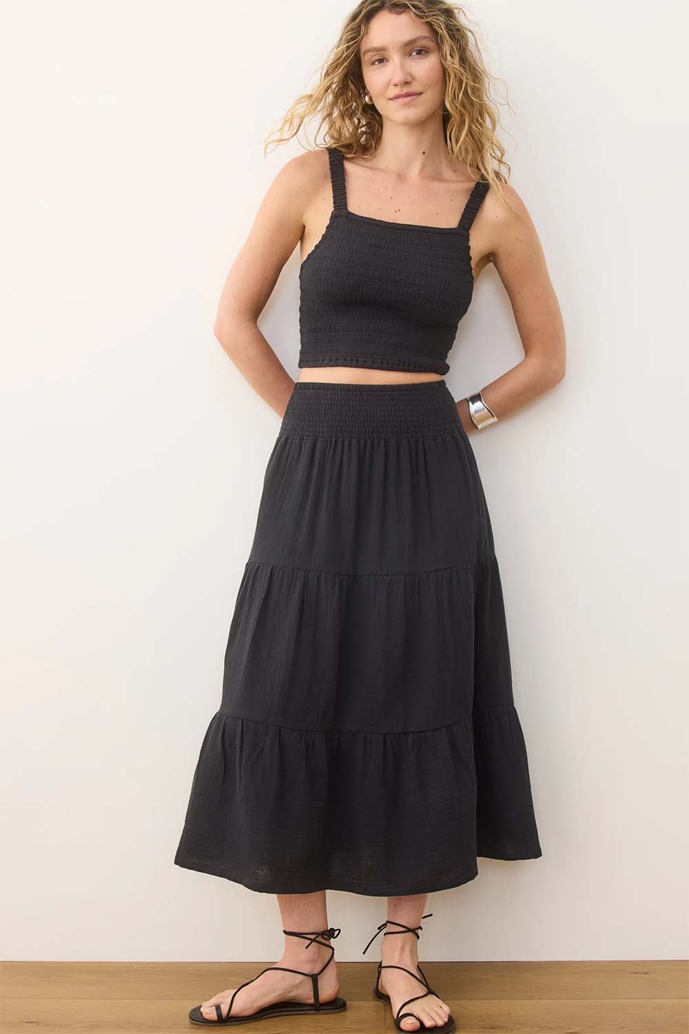 Marine Layer - Corinne Maxi Skirt - Jet Black - Front