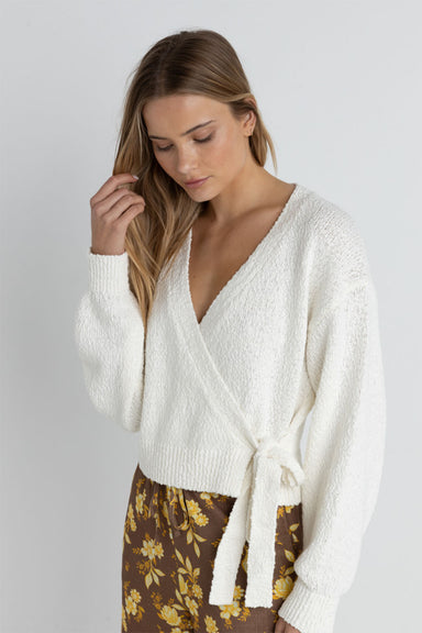 Rhythm - Adele Wrap Front Knit - White - Profile