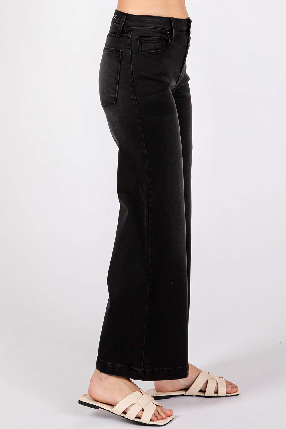 Letter to Juliet - Sofia Wide Leg Culotte - Washed Black - Side