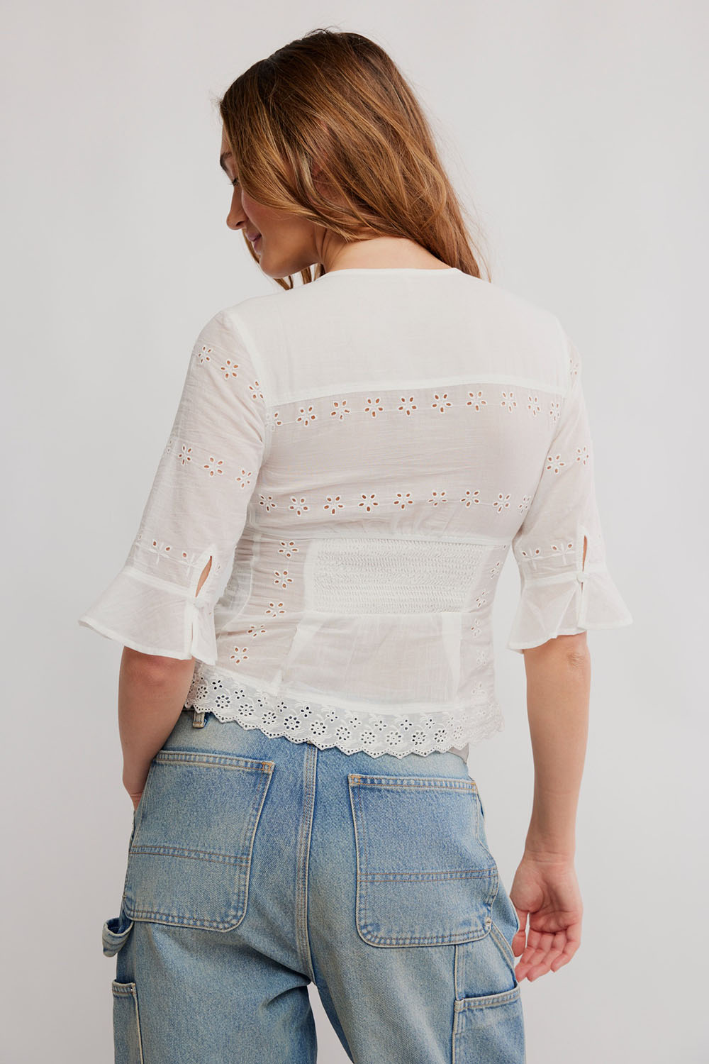 Free People - Salone Eyelet Top - Clean Ivory - Back