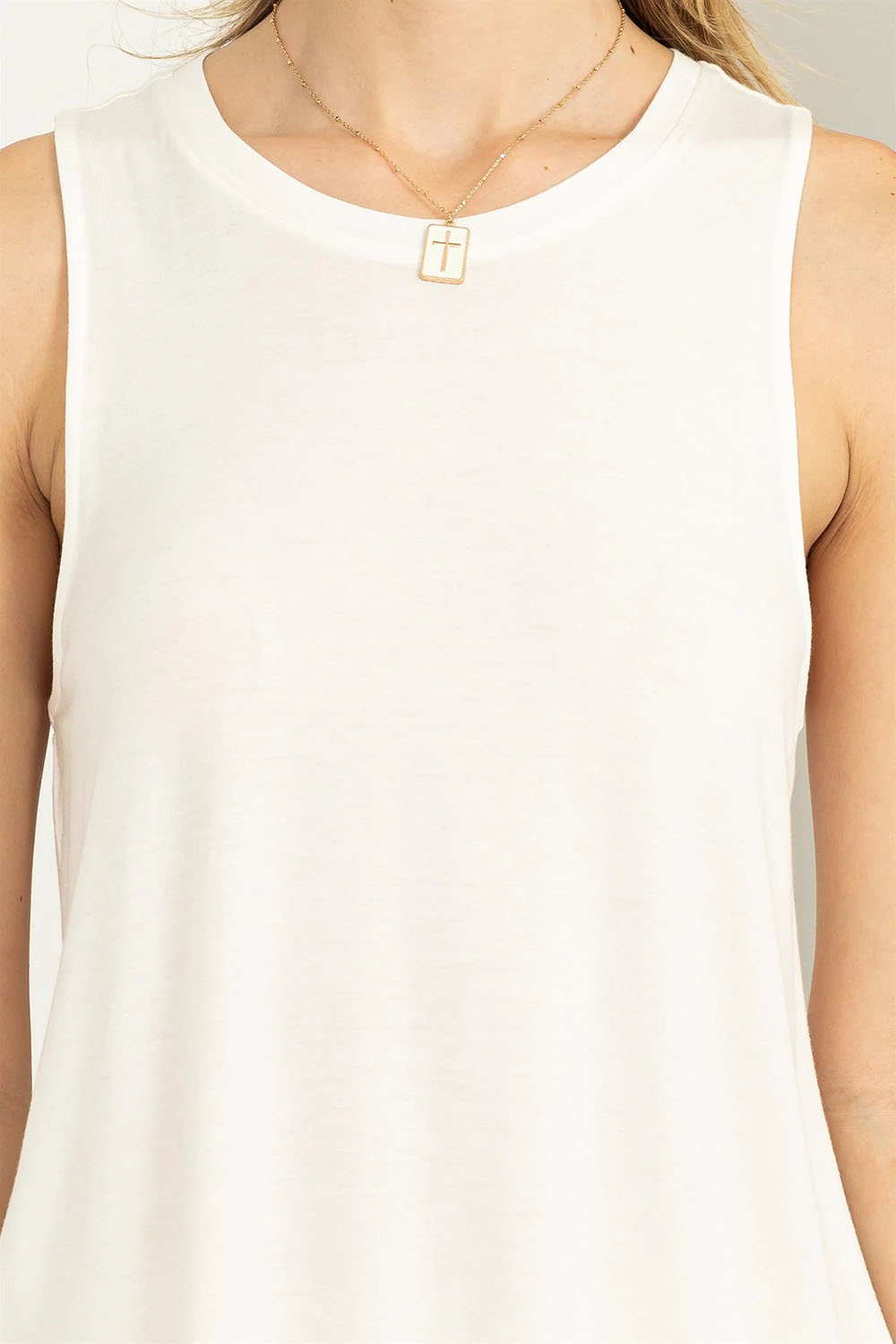 Double Zero - Sleeveless Tank Top - Off White - Detail