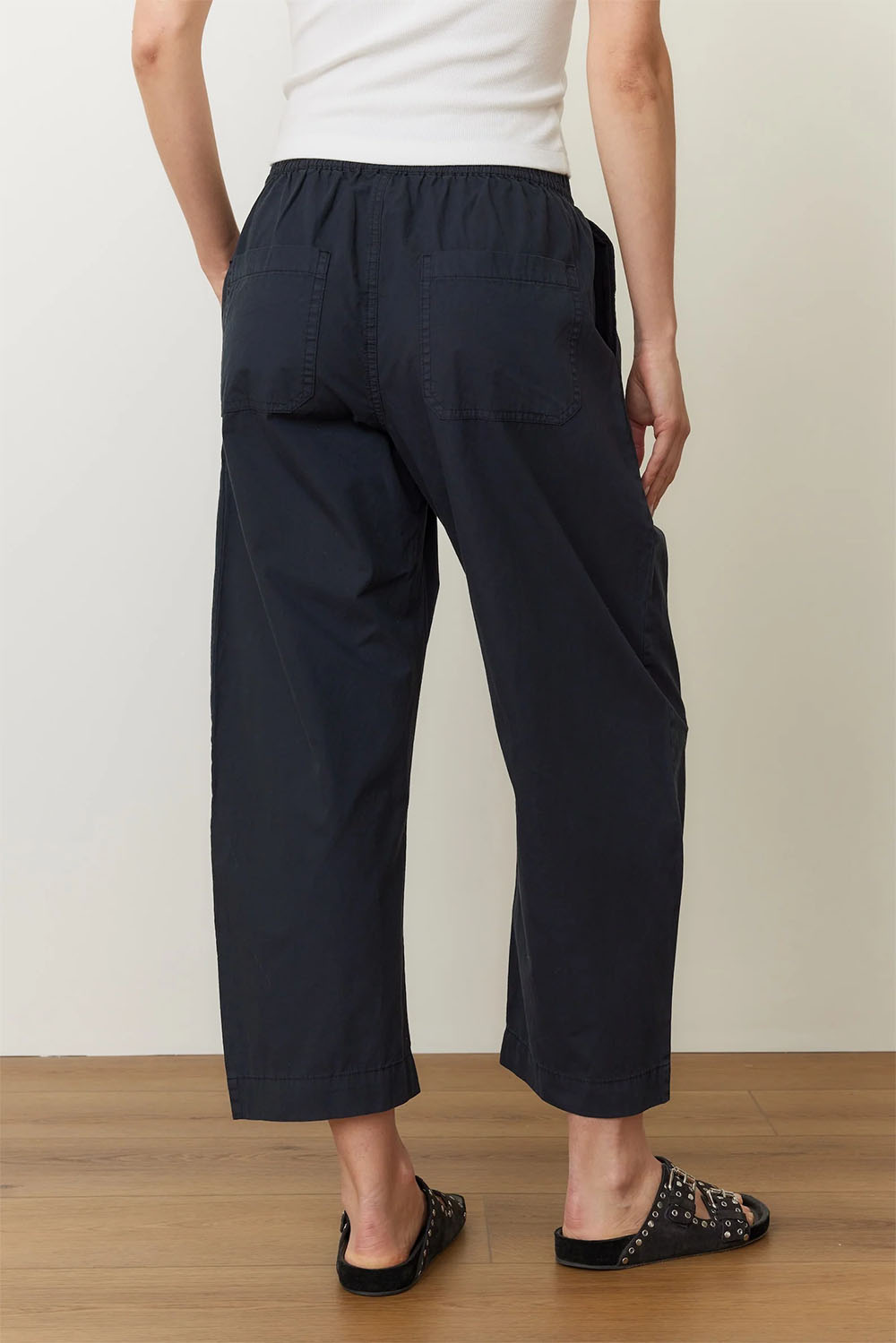 Marine Layer - Kyra Poplin Barrel Pant - Black- Back