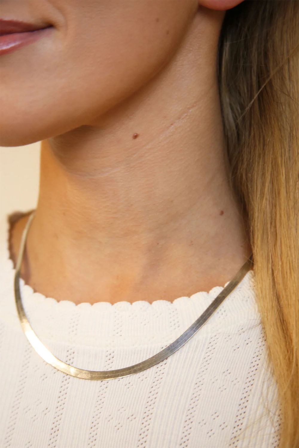 Able - Herringbone Necklace - Silver - Model