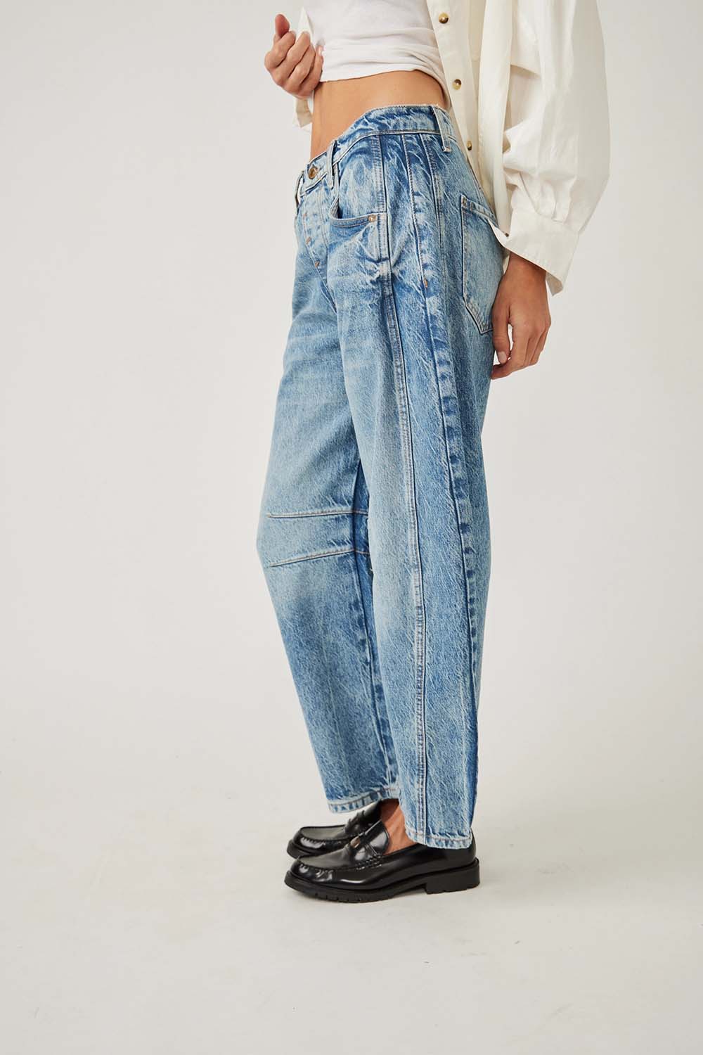 Free People - Good Luck Barrel Jean - Ultra Light Beam - Side