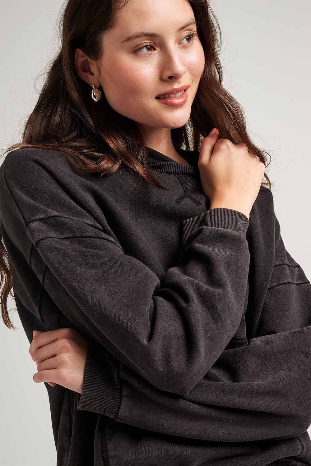 Richer Poorer - Recycled Fleece Hoodie - Mineral Black - Detail