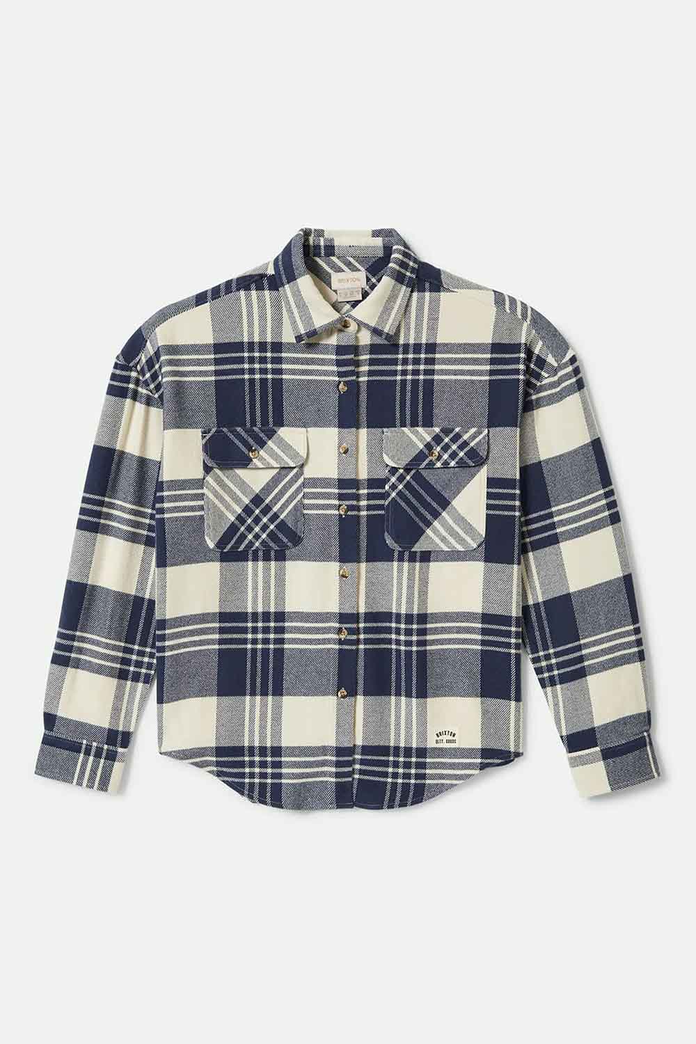 Brixton - Bowery Flannel - Azure Blue/Whitecap Plaid