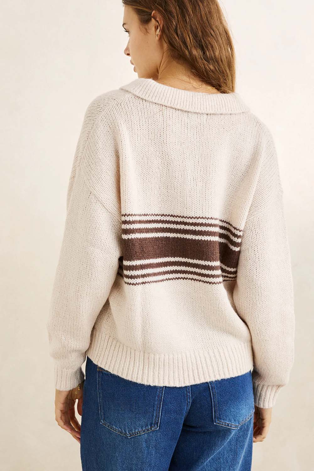 rhythm strata collared jumper natural detail