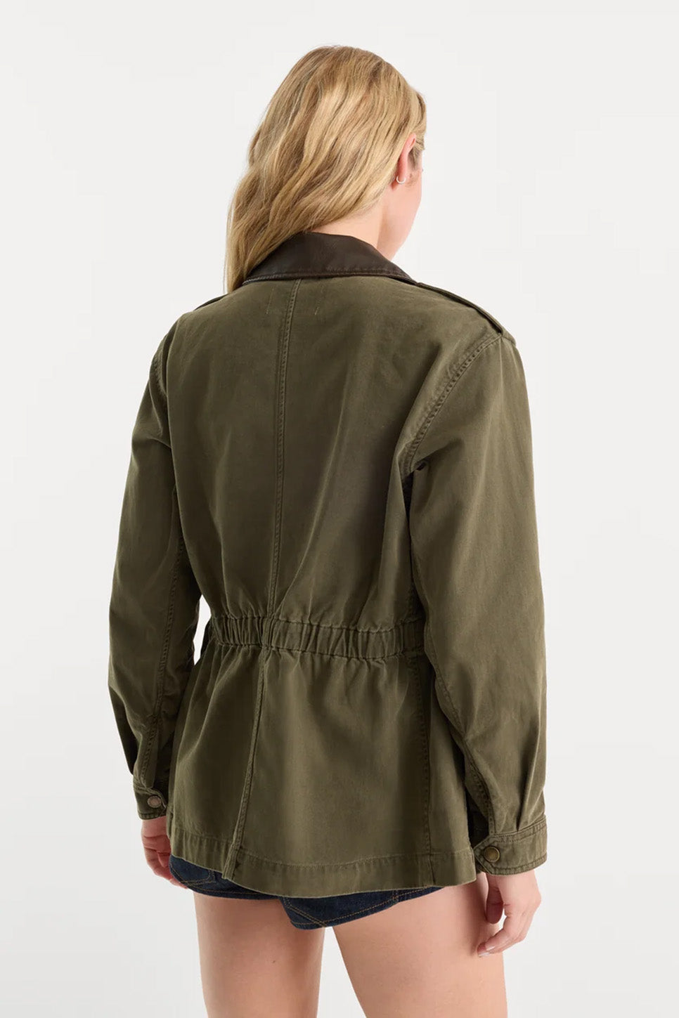 Good American The Field Jacket in Tea Bark — Back view