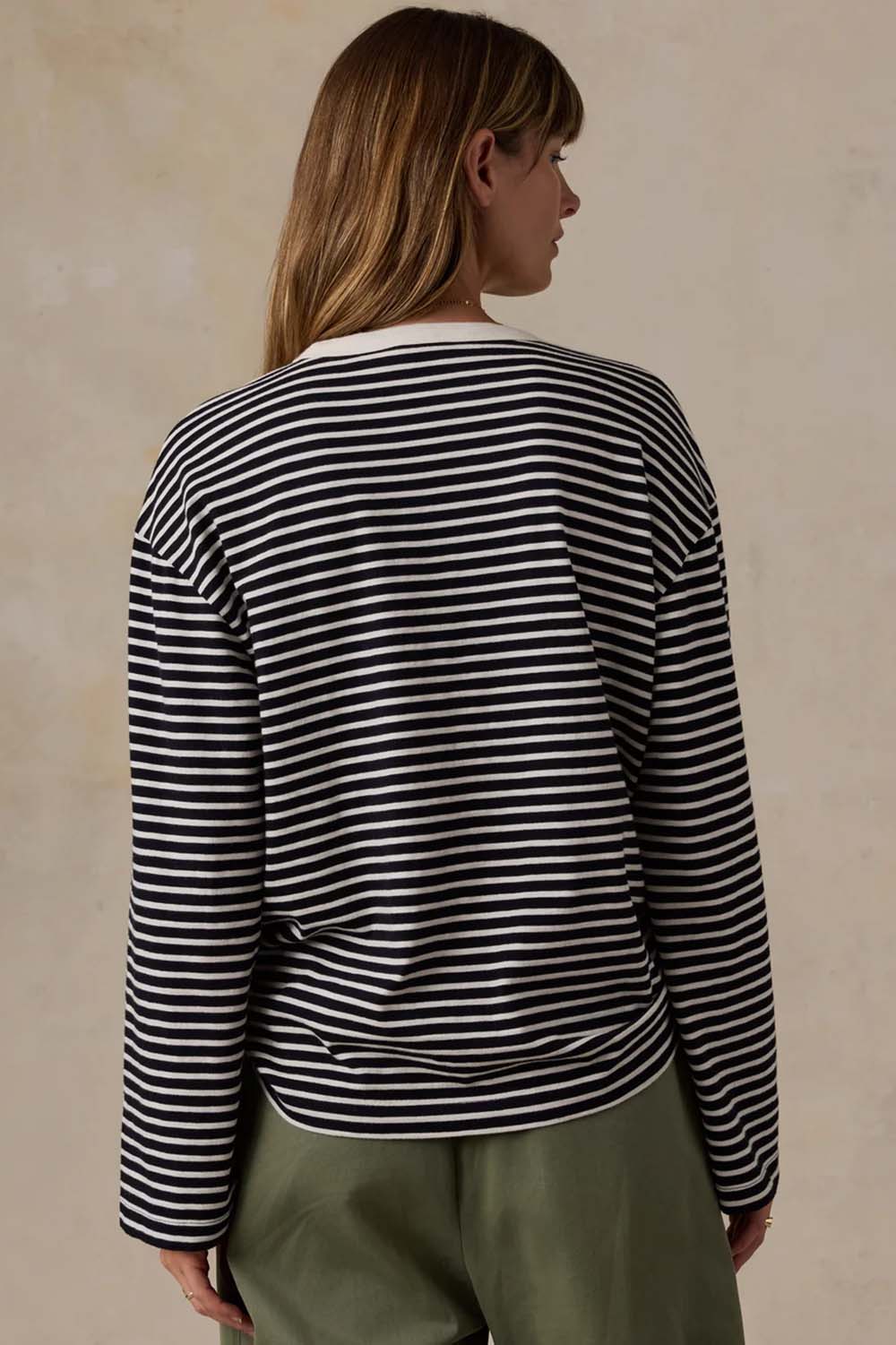 Faherty Sunwashed Retro Tee in Inkwell Stripe — Back view