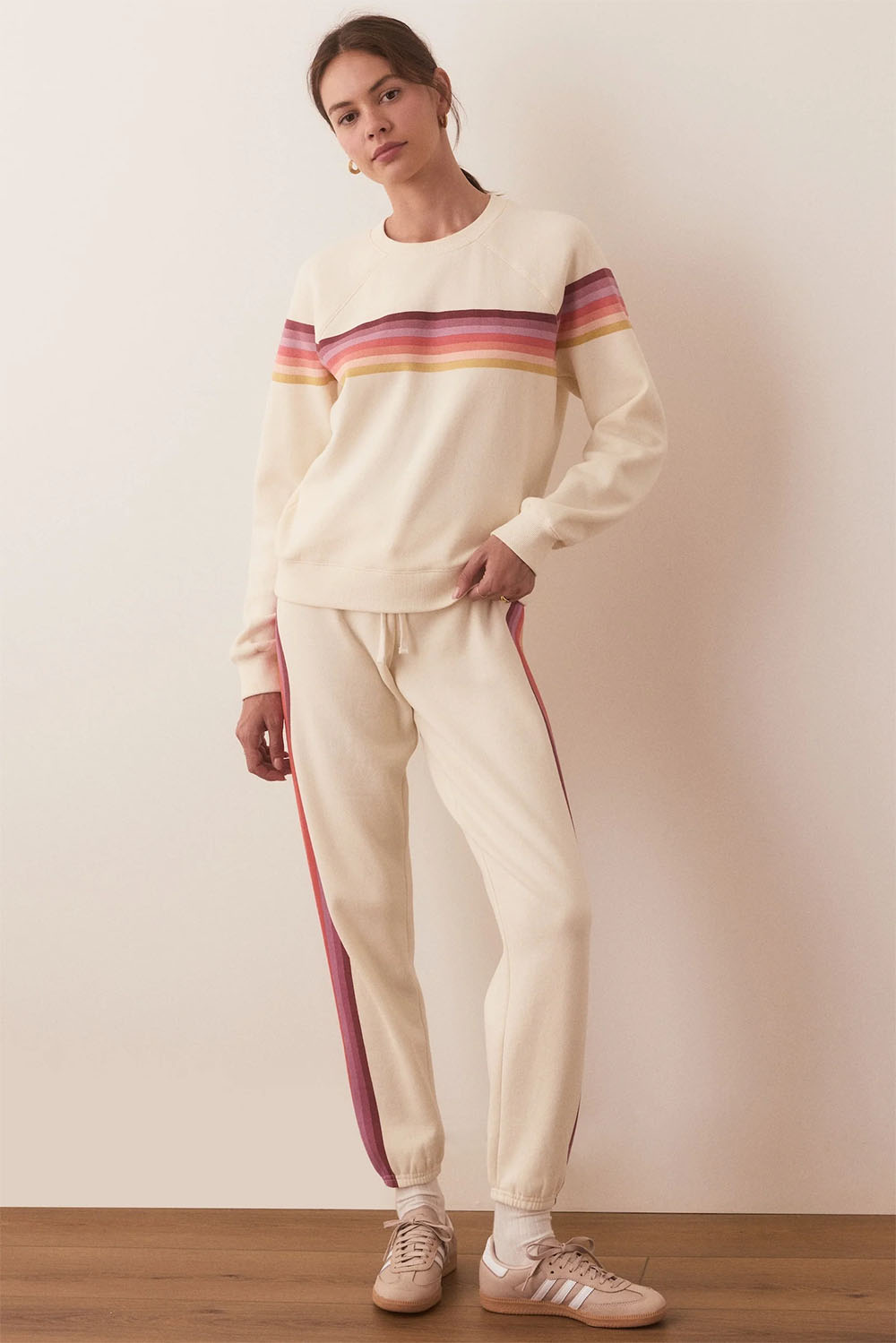Marine Layer - Anytime Fleece Sweatpant - Antique White Stripe - Front