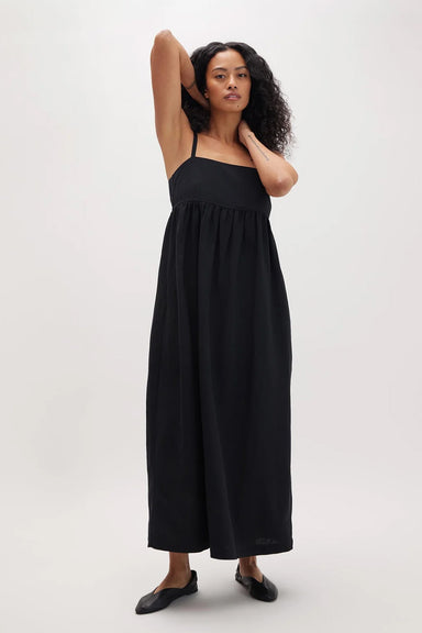 Richer Poorer - Linen Maxi Dress - Black - Front