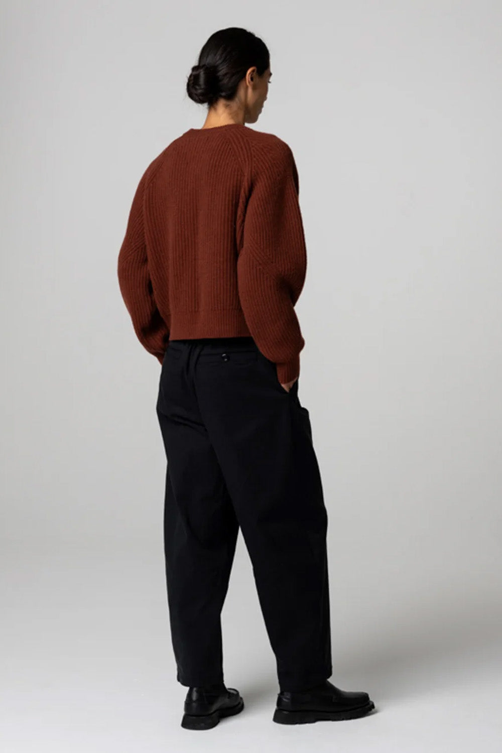 Finisterre - Fisherman Rib Crew Jumper - Cherry Wood - Back
