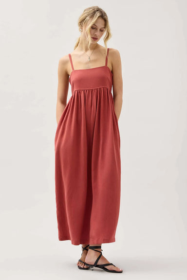 Richer Poorer - Linen Maxi Dress - Marsala - Front