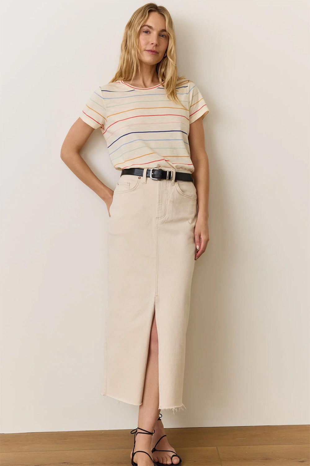 Marine Layer - Stripe Swing Crew Tee - Rainbow Stripe 