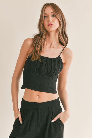 Sage the Label - At Ease Crop Top - Black - Front