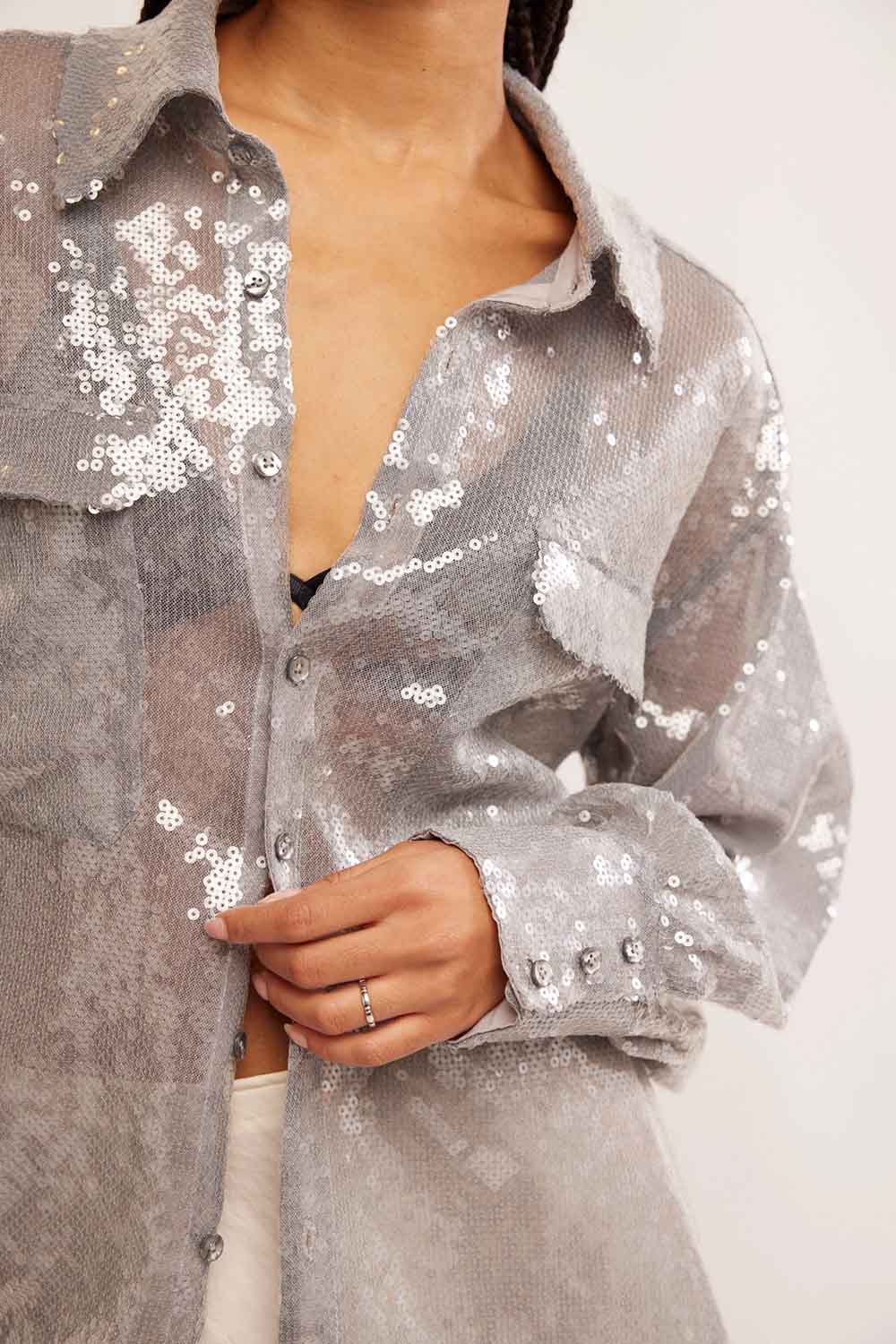 Free People - Disco Margartia Buttondown - Rocket - Detail