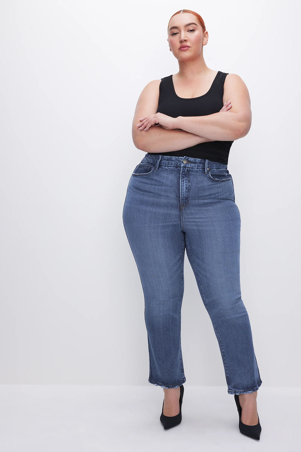 Good American - Good Legs Straight Jean - Indigo - Front