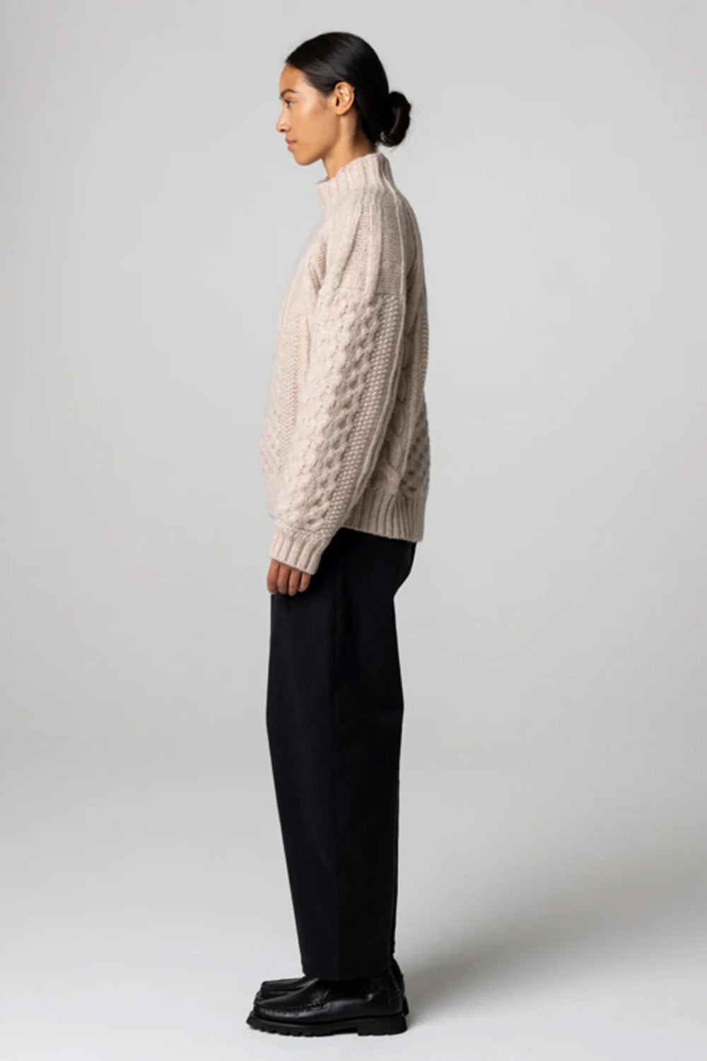 Finisterre - Aran Jumper - Oatmeal - Side